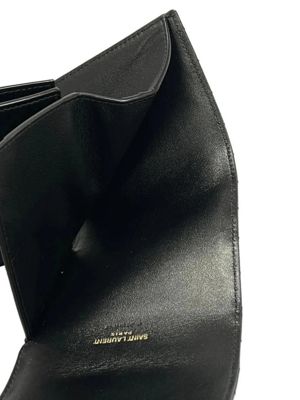 SAINT LAURENT PARIS Cassandra Multifold Wallet 692061 Black Leather - - Picture 4 of 12